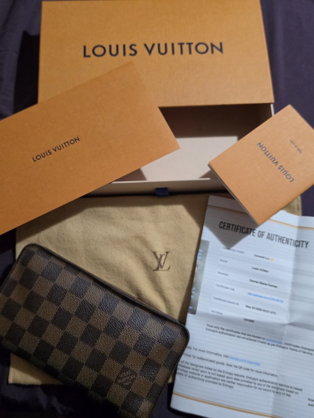 Louis Vuitton Damier Ebene Zip Wallet - Brown/Black